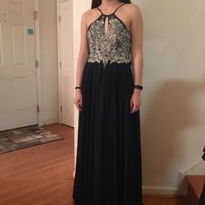 Sequin Hearts Navy Prom Dress